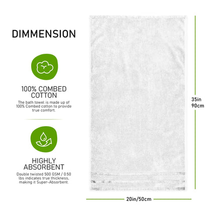 Belmont Viscose Stripe White Towels 100% Cotton Hotel Quality Super Absorbent 10 Piece Bale Set, 4 Hand Towel & 12 Face Cloths by OLIVIA ROCCO