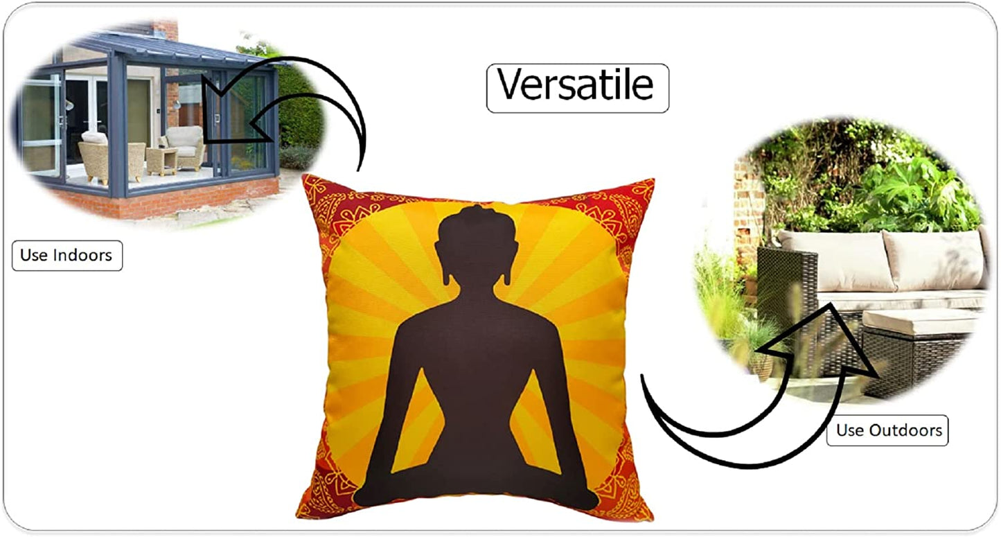 Buddha Outdoor Indoor Waterproof Cushions Durable Breathable Polyester Throw Pillows for Garden Patio Beach Comfort and Decor 43 x 43 cm by OLIVIA ROCCO
