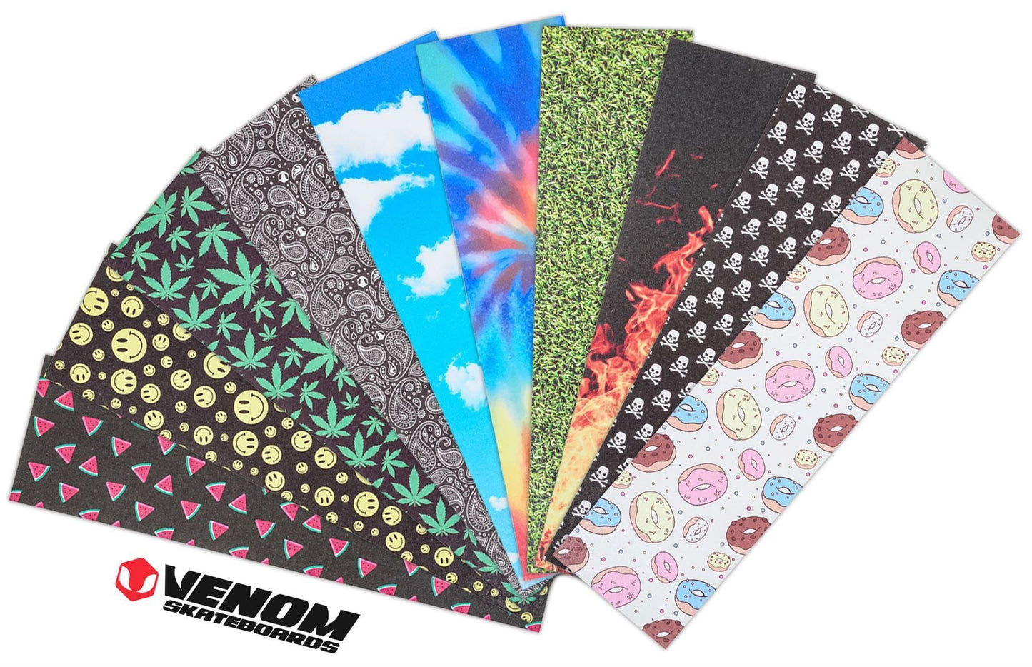 Venom Professional Grade Skateboard Griptape 9" x 33" - Donuts