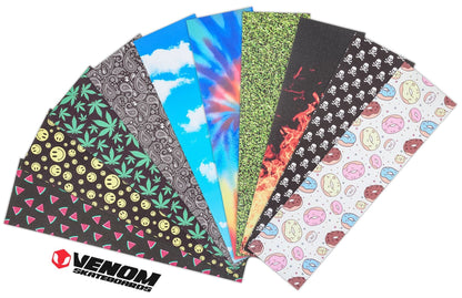 Venom Professional Grade Skateboard Griptape 9" x 33" - Donuts