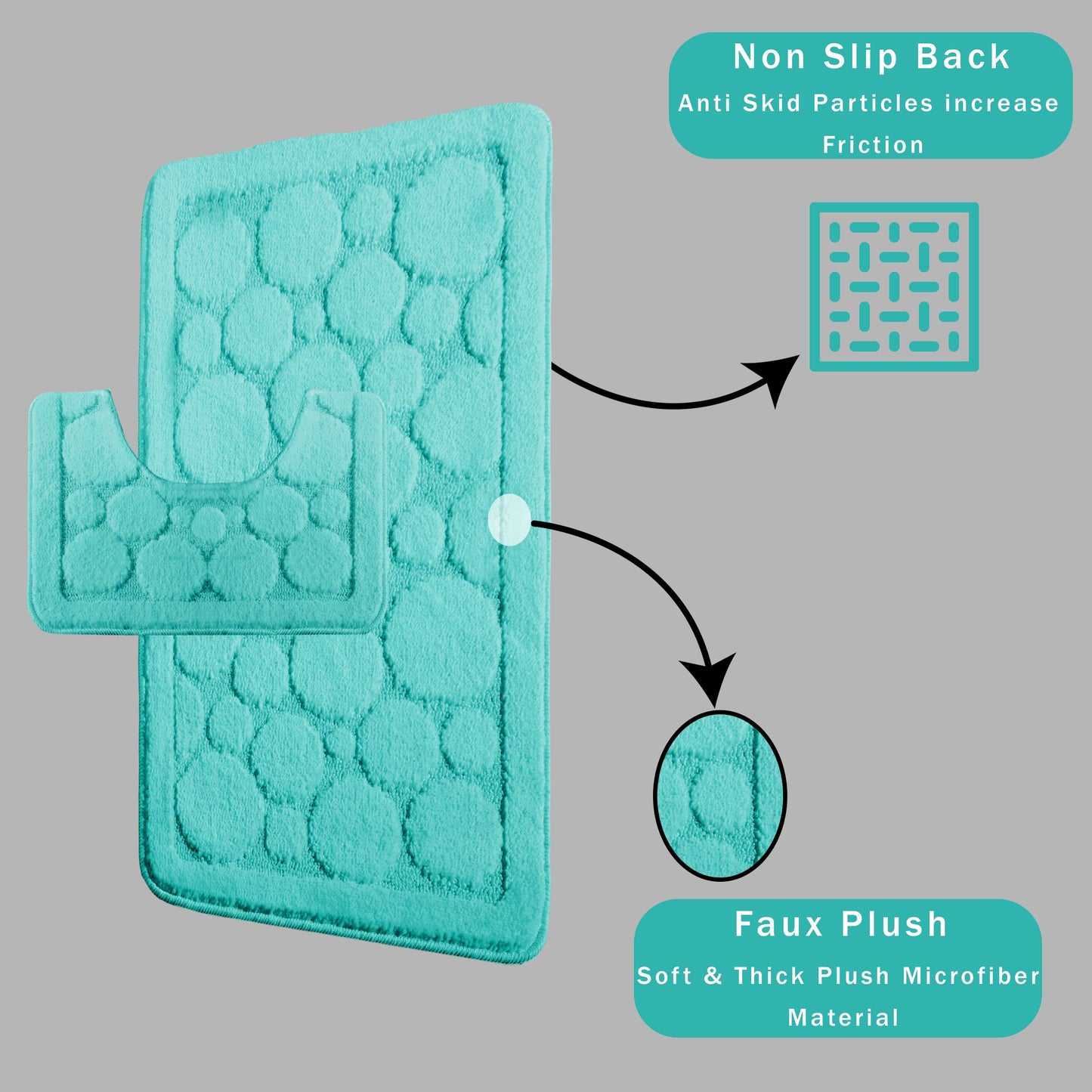 Cali Bubbles 2 Piece Duck Egg Bath Mat & Pedestal Set Non-Slip Soft & Absorbent Bathroom Mats for Comfort & Safety by OLIVIA ROCCO
