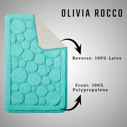 Cali Bubbles 2 Piece Duck Egg Bath Mat & Pedestal Set Non-Slip Soft & Absorbent Bathroom Mats for Comfort & Safety by OLIVIA ROCCO