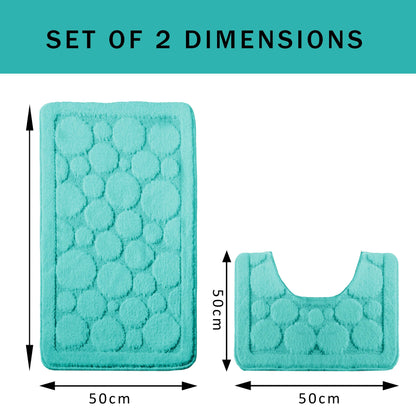 Cali Bubbles 2 Piece Duck Egg Bath Mat & Pedestal Set Non-Slip Soft & Absorbent Bathroom Mats for Comfort & Safety by OLIVIA ROCCO