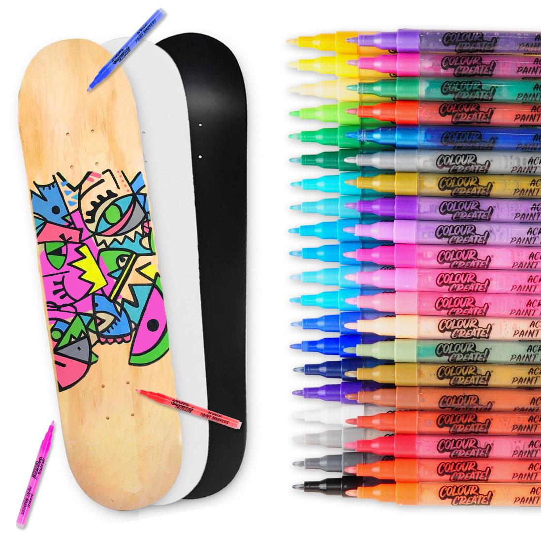 Venom Skateboards Deck & Colour Create Pens + Deck Wall Hanger
