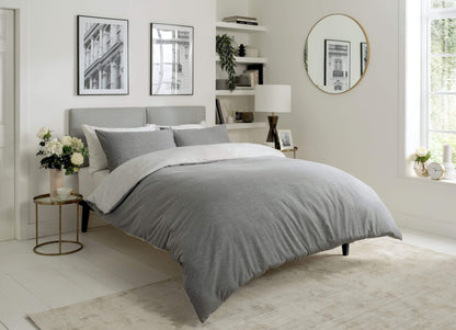 Chambray Reversible Duvet Set Luxurious Cotton Rich Bedding in Elegant Greys and Pinks Available in Single Double and King Sizes by OLIVIA ROCCO