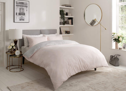 Chambray Reversible Duvet Set Luxurious Cotton Rich Bedding in Elegant Greys and Pinks Available in Single Double and King Sizes by OLIVIA ROCCO