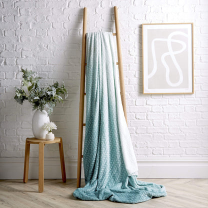 Chevron Ombre Effect Luxurious Oversized Throw Blanket Chunky Soft Fleece for Sofa or Bed All-Season Comfort in Calming Colours by OLIVIA ROCCO