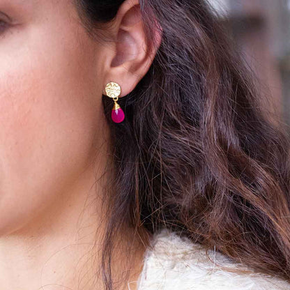 Classic Athena Drop Earrings: Fuchsia Onyx