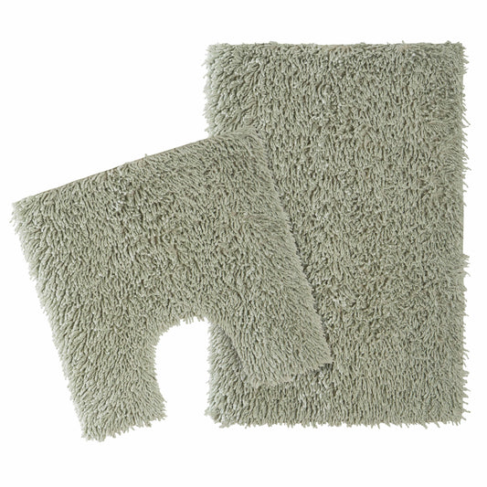 Como 2 Piece Sage Green Bath Mat & Pedestal Set Non-Slip Super Absorbent Cotton Bathroom Mats by OLIVIA ROCCO