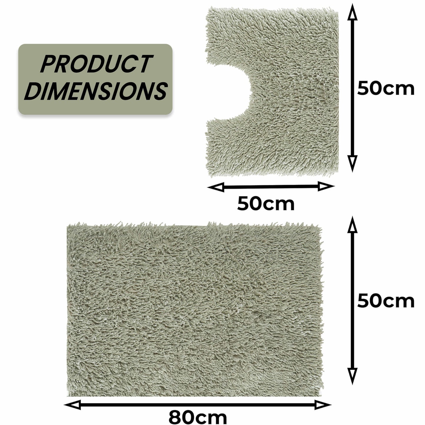 Como 2 Piece Sage Green Bath Mat & Pedestal Set Non-Slip Super Absorbent Cotton Bathroom Mats by OLIVIA ROCCO