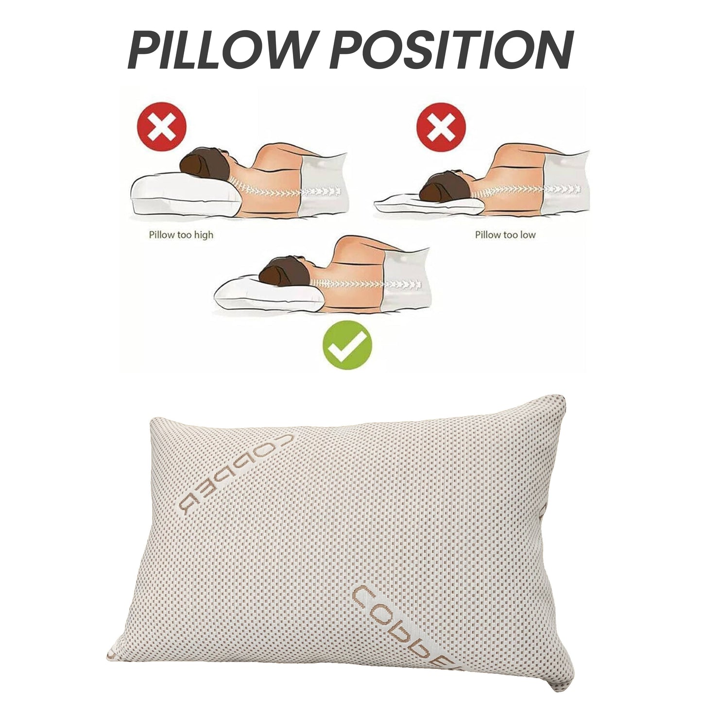 Copper Infused Unique Memory Foam Pillow for Skin Health Hypoallergenic Luxury Premium Fibre Filling for Superior Comfort and Support by OLIVIA ROCCO
