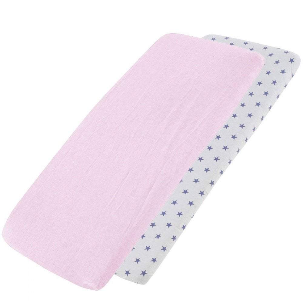 Crib Jersey Fitted Sheets 100% Cotton 40x90cm - Pack Of 2 - Fits All Models