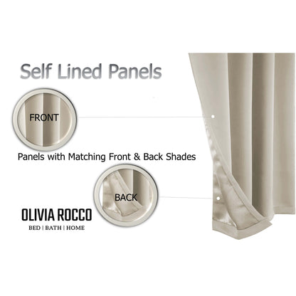 Diamante Natural Blackout Eyelet Curtains with Tie Backs Thermal Ring Top Window Dressings by OLIVIA ROCCO