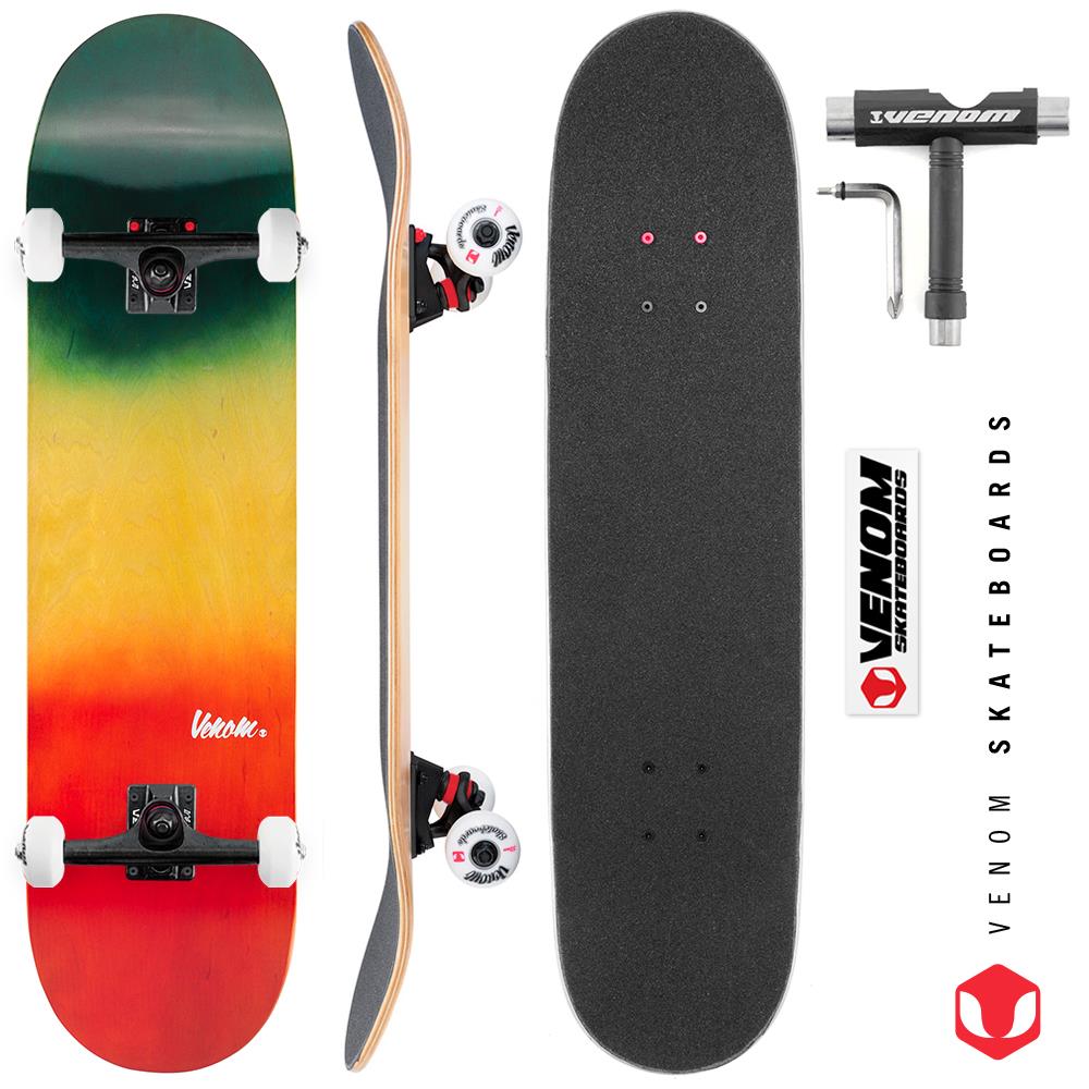 Venom Core Complete Built Skateboard - Rasta/Black - 8.0"