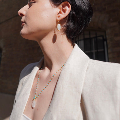 Charis Oval Gemstone Earrings Pariba Onyx