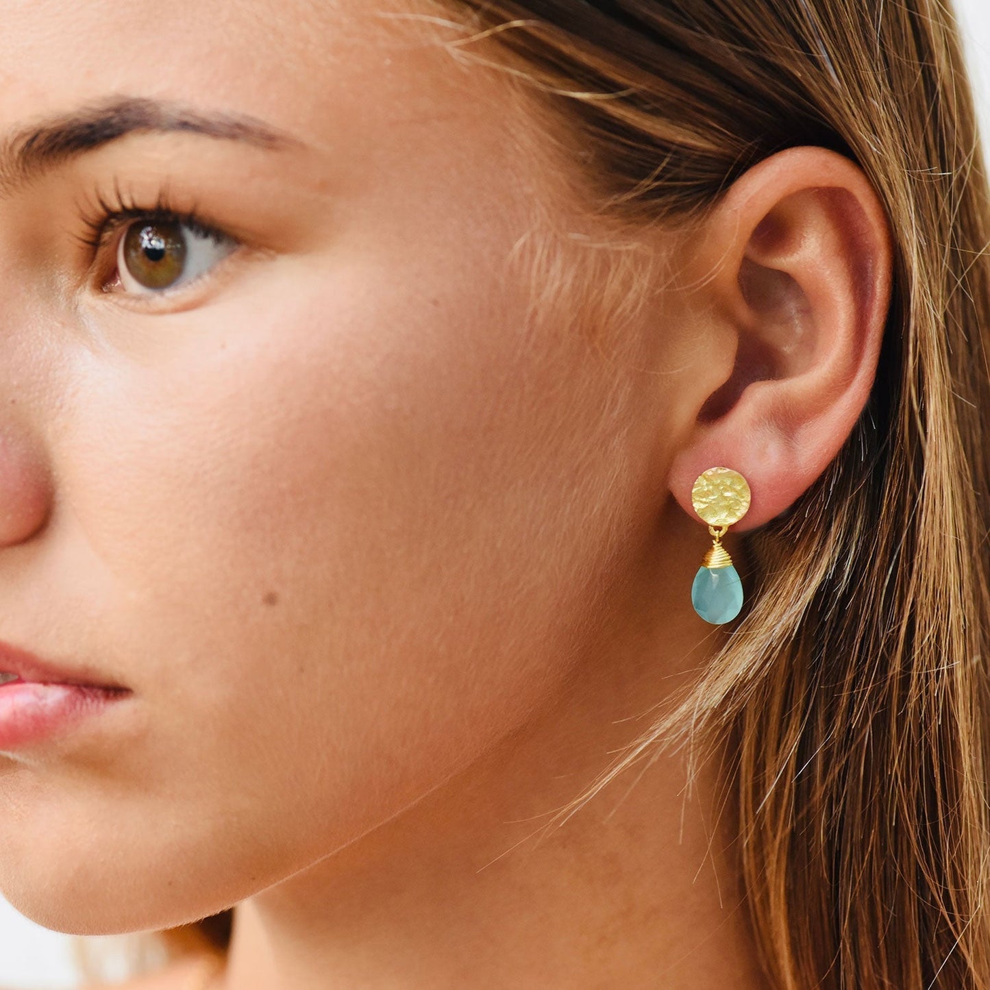 Classic Athena Drop Earrings: Aqua Pariba Onyx