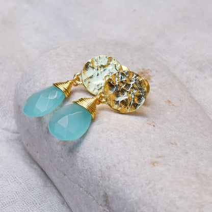 Classic Athena Drop Earrings: Aqua Pariba Onyx