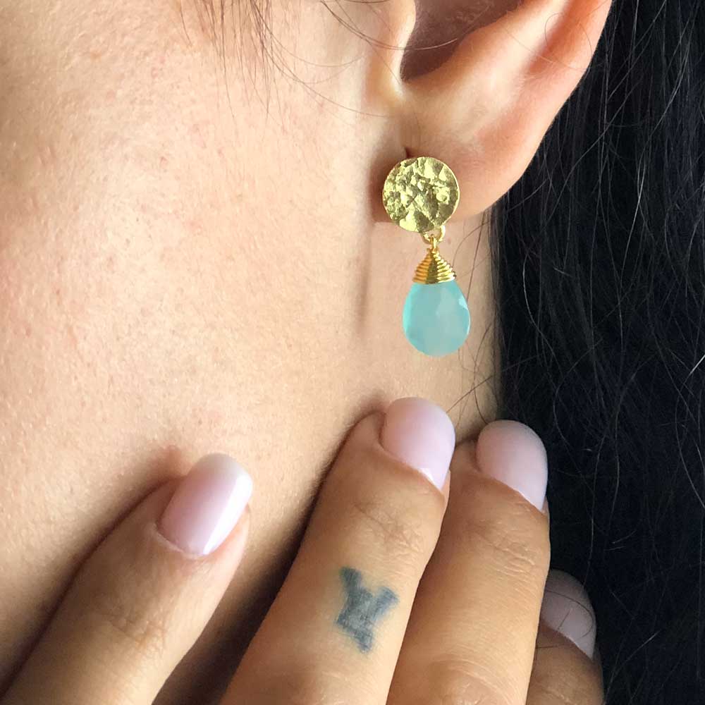 Classic Athena Drop Earrings: Aqua Pariba Onyx