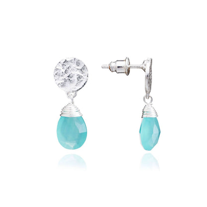 Classic Athena Drop Earrings: Silver Aqua Pariba Onyx