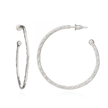 Lydia Large Textured Silver Hoops