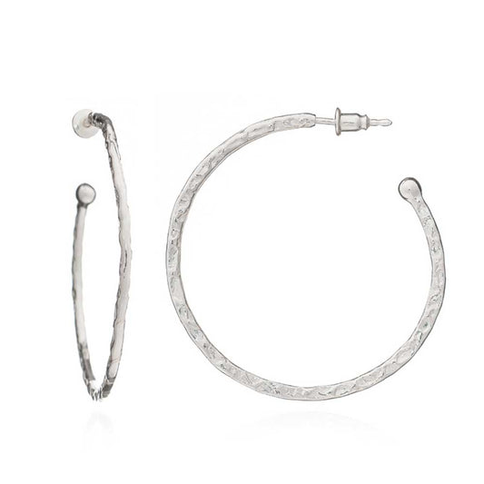 Lydia Large Textured Silver Hoops
