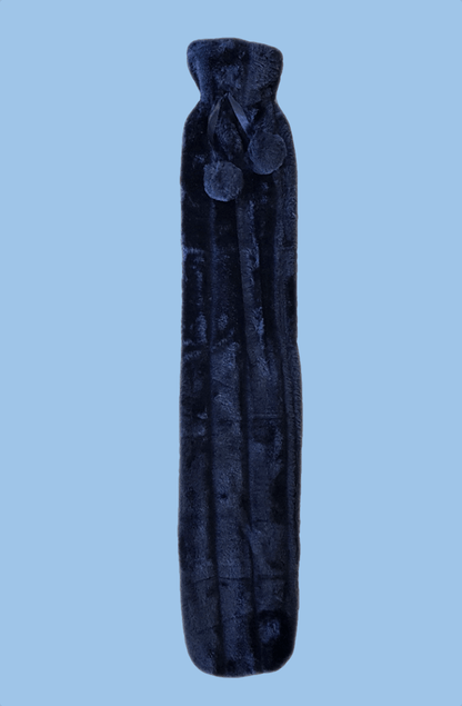 Extra Long 2L Hot Water Bottle with Plush Faux Fur Cover for Cosy Nights Natural Rubber UK Safe Tested Soft Fleece Ideal Gift for Adults Kids by OLIVIA ROCCO