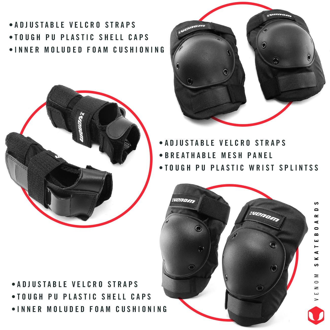 Venom Triple Knee/Elbow/Wrist Pad Set - Adult/Junior
