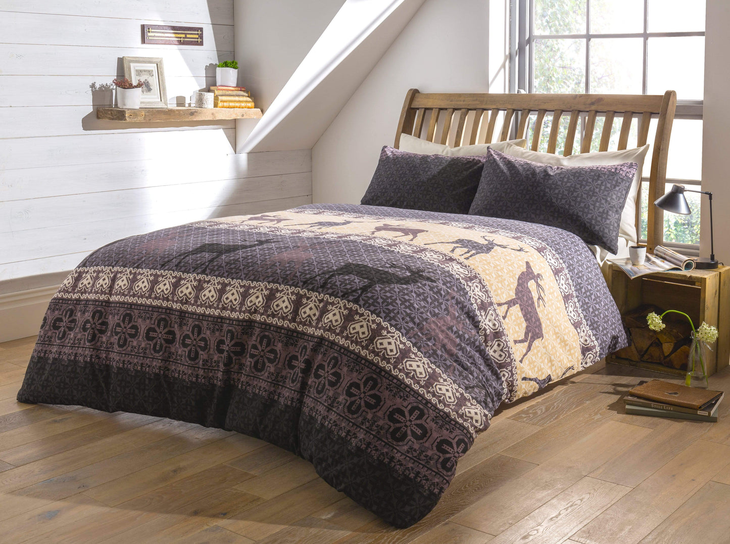 Fair Isle Highland Super Soft Brushed Cotton Flannel Duvet Set Luxurious Comfortable Bedding in Multiple Sizes for Bedroom Decor by OLIVIA ROCCO