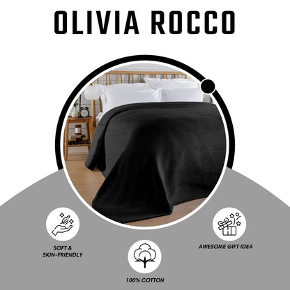 Florian Checked Throw Blanket Black Bedspread for Sofas Armchairs Sofa Settee Couch Beds & Couches by OLIVIA ROCCO