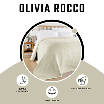 Florian Checked Throw Blanket Natural Bedspread for Sofas Armchairs Sofa Settee Couch Beds & Couches by OLIVIA ROCCO