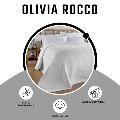 Florian Checked Throw Blanket White Bedspread for Sofas Armchairs Sofa Settee Couch Beds & Couches by OLIVIA ROCCO
