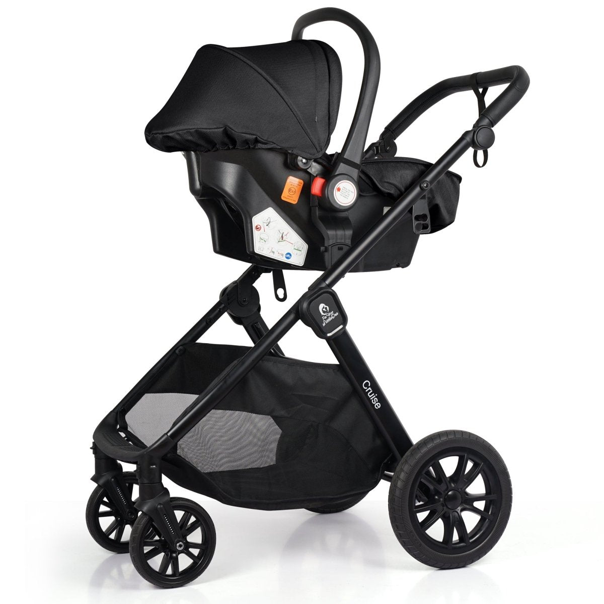 For Your Little One Cruise 3 In 1 Travel System With i-Size Car Seat - Eclipse Black (Free Cupholder / Seat Liner Included!)