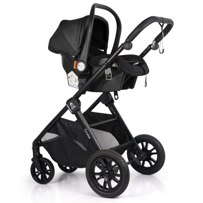For Your Little One Cruise 3 In 1 Travel System With i-Size Car Seat - Eclipse Black (Free Cupholder / Seat Liner Included!)