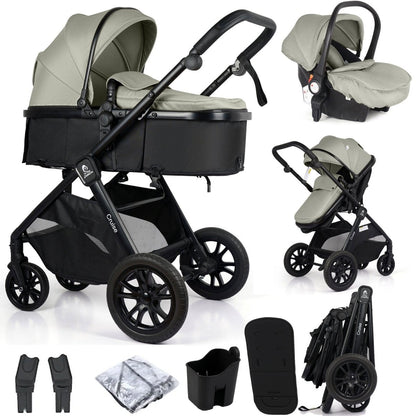 For Your Little One Cruise 3 In 1 Travel System With i-Size Car Seat - Pebble Sage (Free Cupholder And Seat Liner Included!)