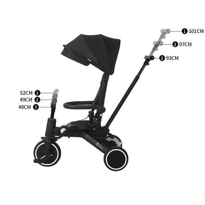 Foryourlittleone Xplor Ultimate 6 in 1 Foldable Trike - Jet Black (10m-5y)