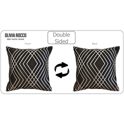 Geo Sparkle Cushion Covers 2 Pack Decorative Scatter Pillow Cases Geo Black for Sofa Bed Chair Lounge by OLIVIA ROCCO