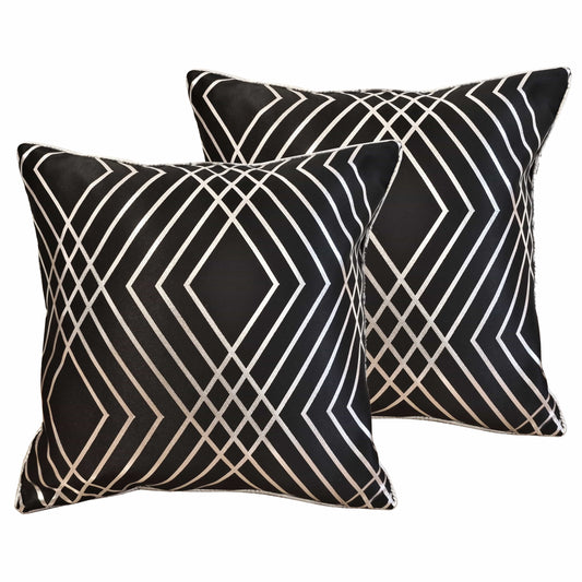Geo Sparkle Cushion Covers 2 Pack Decorative Scatter Pillow Cases Geo Black for Sofa Bed Chair Lounge by OLIVIA ROCCO