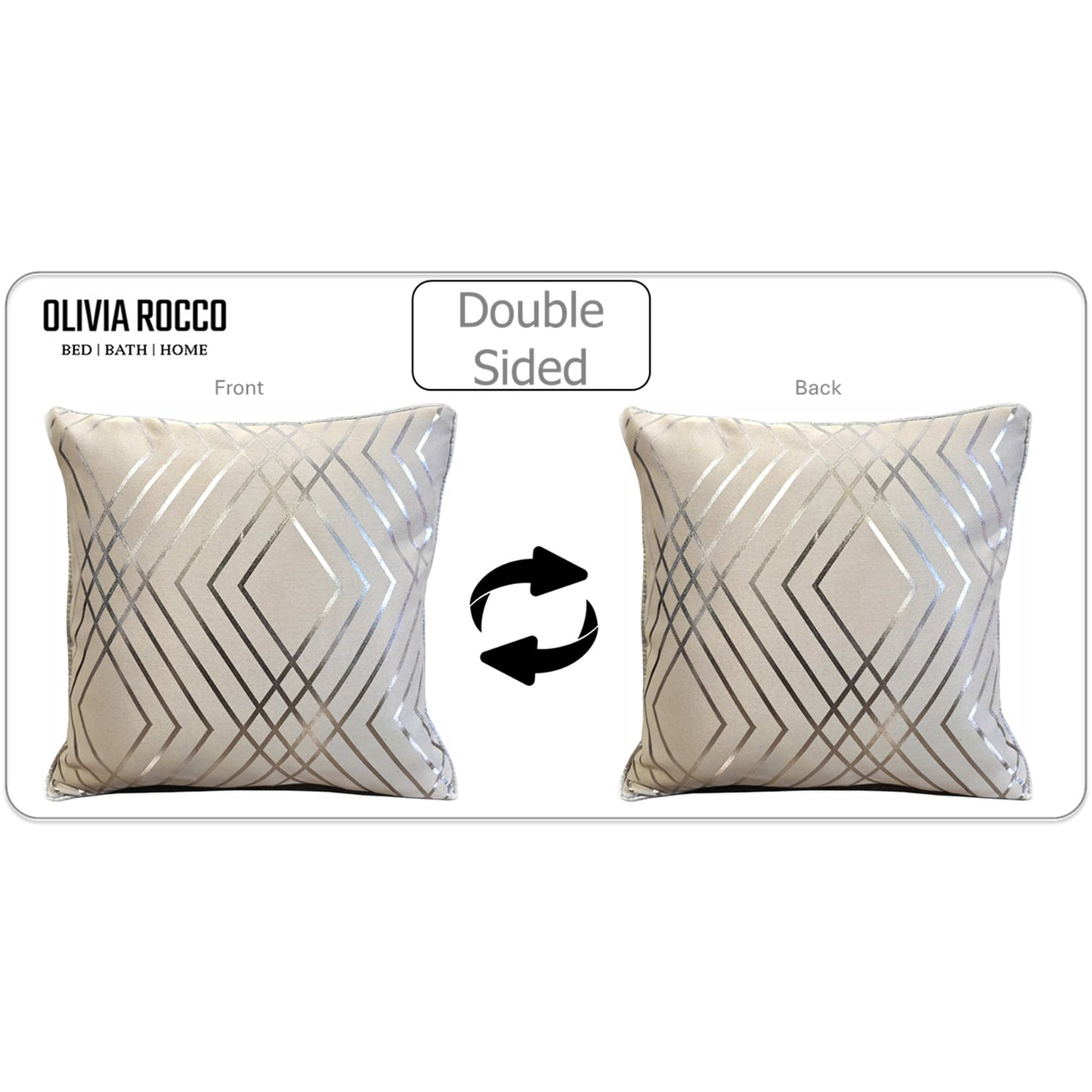 Geo Sparkle Cushion Covers 2 Pack Decorative Scatter Pillow Cases Geo Natural for Sofa Bed Chair Lounge by OLIVIA ROCCO