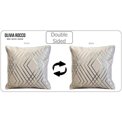 Geo Sparkle Cushion Covers 2 Pack Decorative Scatter Pillow Cases Geo Natural for Sofa Bed Chair Lounge by OLIVIA ROCCO