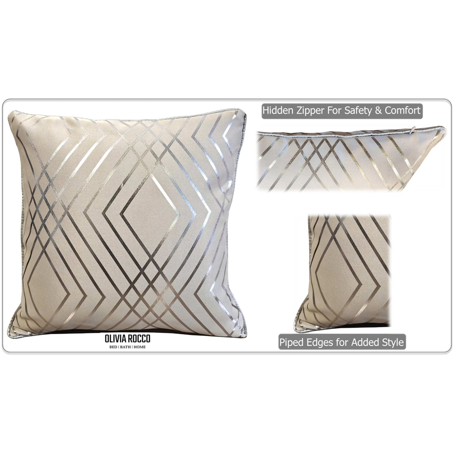 Geo Sparkle Cushion Covers 2 Pack Decorative Scatter Pillow Cases Geo Natural for Sofa Bed Chair Lounge by OLIVIA ROCCO