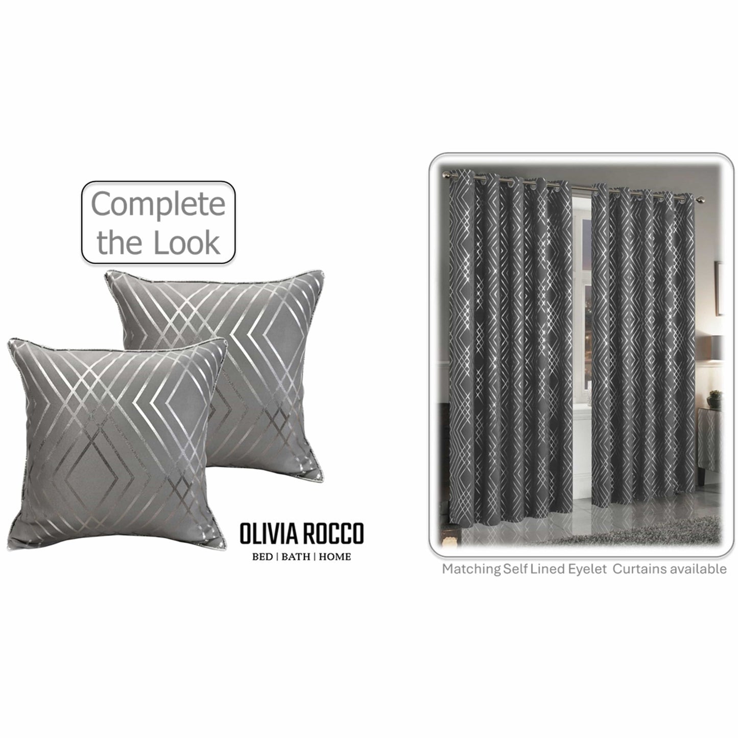 Geo Sparkle Cushion Covers 2 Pack Decorative Scatter Pillow Cases Geo Silver for Sofa Bed Chair Lounge by OLIVIA ROCCO