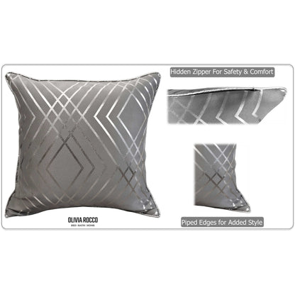 Geo Sparkle Cushion Covers 2 Pack Decorative Scatter Pillow Cases Geo Silver for Sofa Bed Chair Lounge by OLIVIA ROCCO