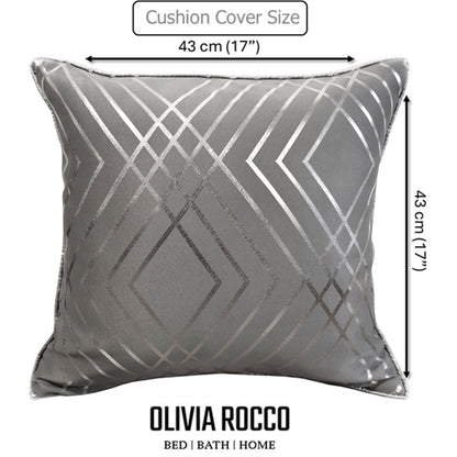 Geo Sparkle Cushion Covers 2 Pack Decorative Scatter Pillow Cases Geo Silver for Sofa Bed Chair Lounge by OLIVIA ROCCO