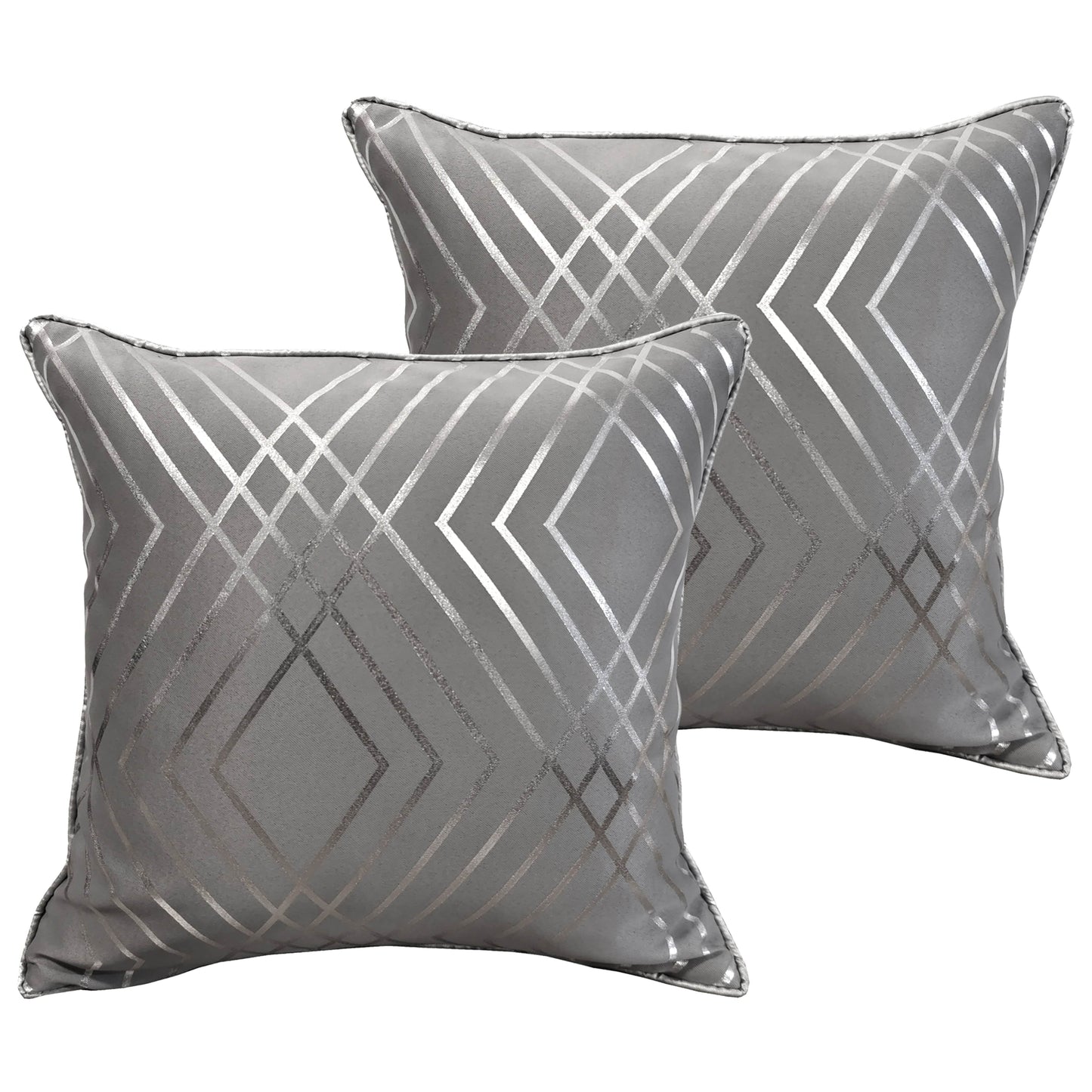 Geo Sparkle Cushion Covers 2 Pack Decorative Scatter Pillow Cases Geo Silver for Sofa Bed Chair Lounge by OLIVIA ROCCO
