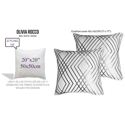 Geo Sparkle Cushion Covers 2 Pack Decorative Scatter Pillow Cases Geo White for Sofa Bed Chair Lounge by OLIVIA ROCCO
