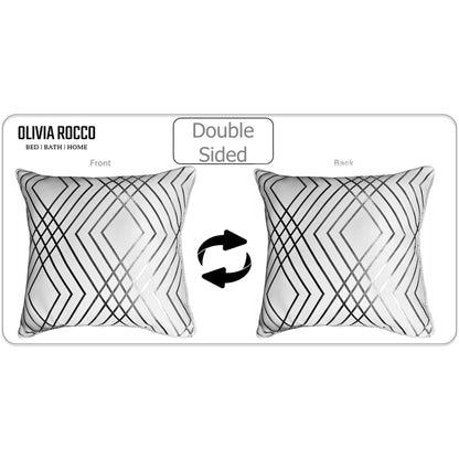 Geo Sparkle Cushion Covers 2 Pack Decorative Scatter Pillow Cases Geo White for Sofa Bed Chair Lounge by OLIVIA ROCCO
