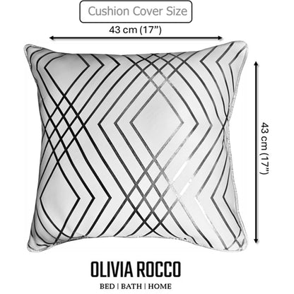 Geo Sparkle Cushion Covers 2 Pack Decorative Scatter Pillow Cases Geo White for Sofa Bed Chair Lounge by OLIVIA ROCCO
