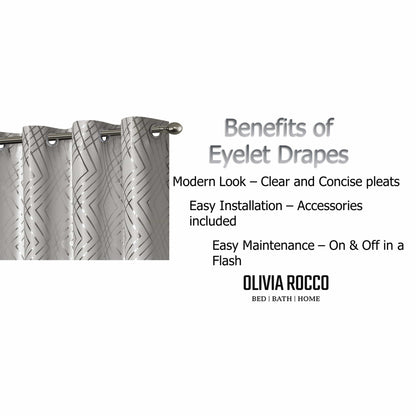 Geometric Natural Sparkle Blackout Curtains Soft Thermal Insulated Eyelet Ring Top Living Room & Bedroom Drapes by OLIVIA ROCCO
