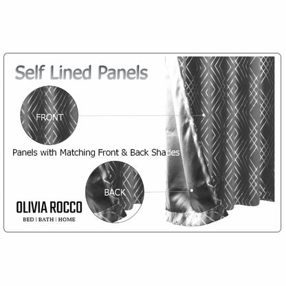 Geometric Silver Sparkle Blackout Curtains Soft Thermal Insulated Eyelet Ring Top Living Room & Bedroom Drapes by OLIVIA ROCCO