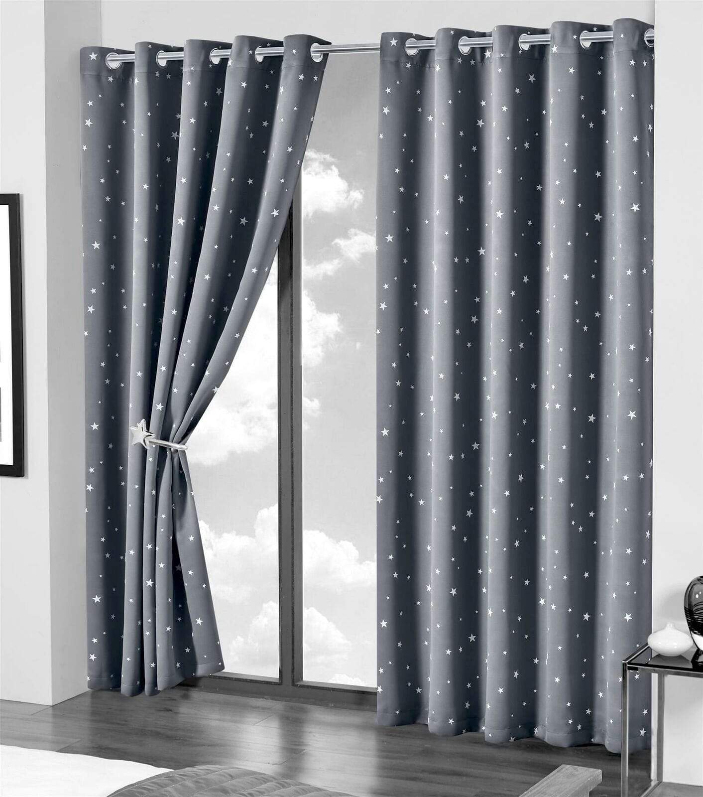 Glow In The Dark Blackout Curtains with Thermal Energy Saving Panels Noise Absorbing Heavy Thick for Bedrooms and Home Theaters by OLIVIA ROCCO